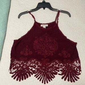 Forever 21 embroidered and lace crop top